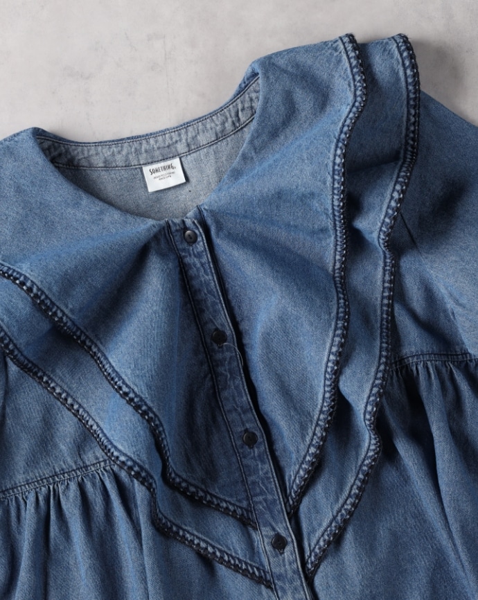 FRILL COLLAR DENIM SHIRTS