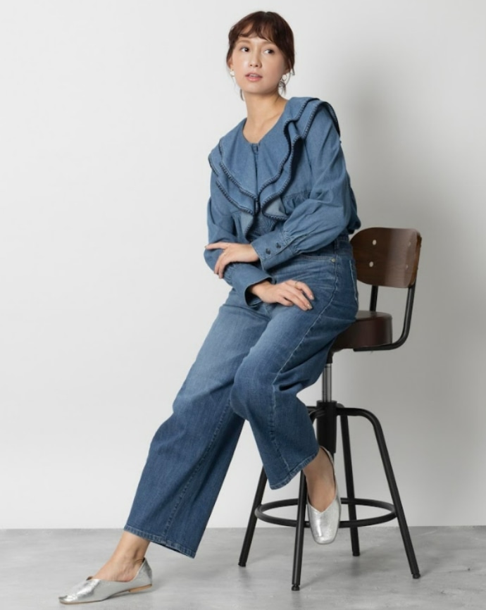 FRILL COLLAR DENIM SHIRTS
