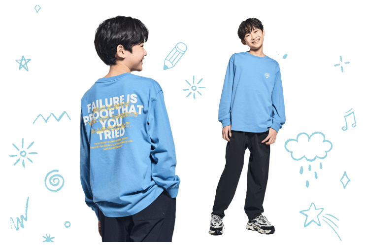 ロゴプリント ロングスリーブTシャツ 着用画像