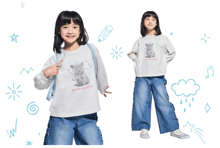 アニマルプリント ロングスリーブTシャツ 着用画像