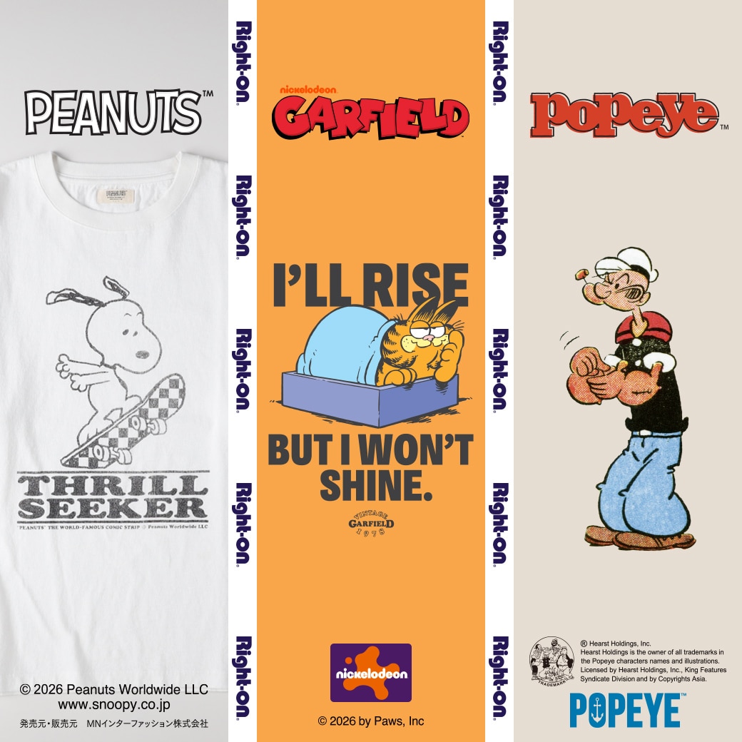 PEANUTS、GARFIELD、POPEYE 限定アイテム