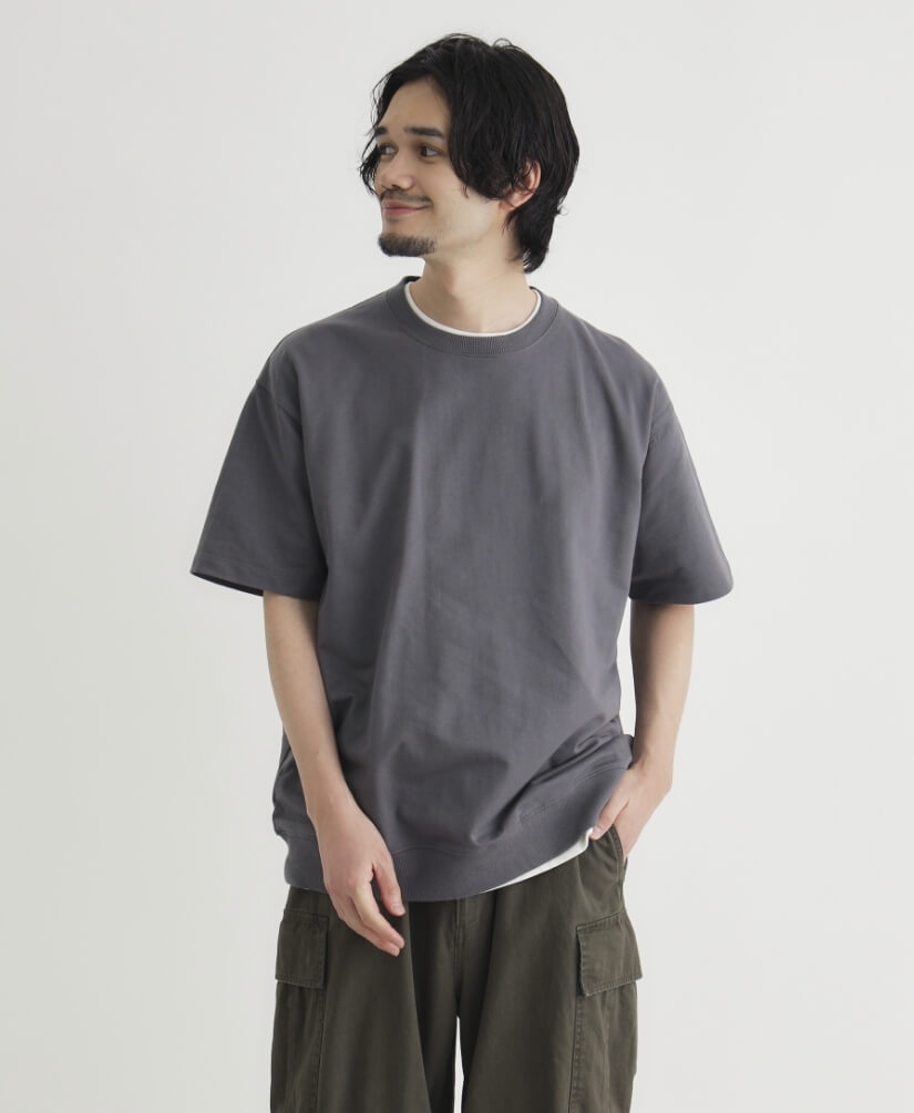 裾リブショートスリーブTシャツ