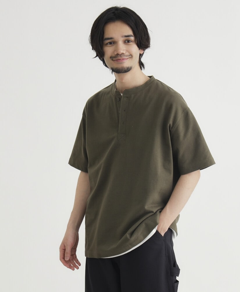 ヘンリーネックTシャツ
