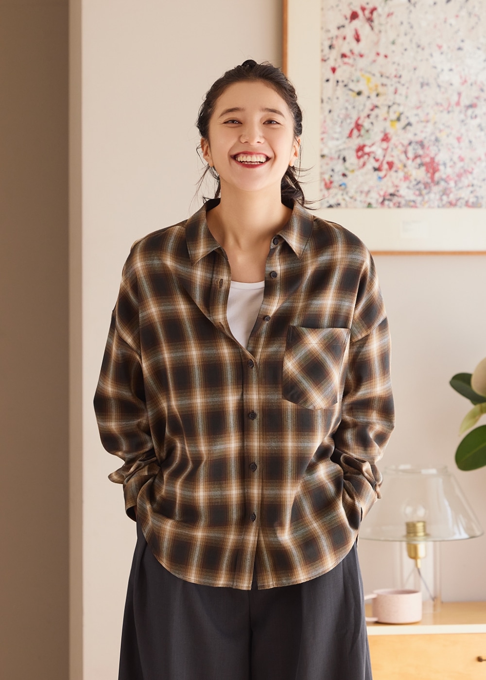 オンブレチェックシャツ