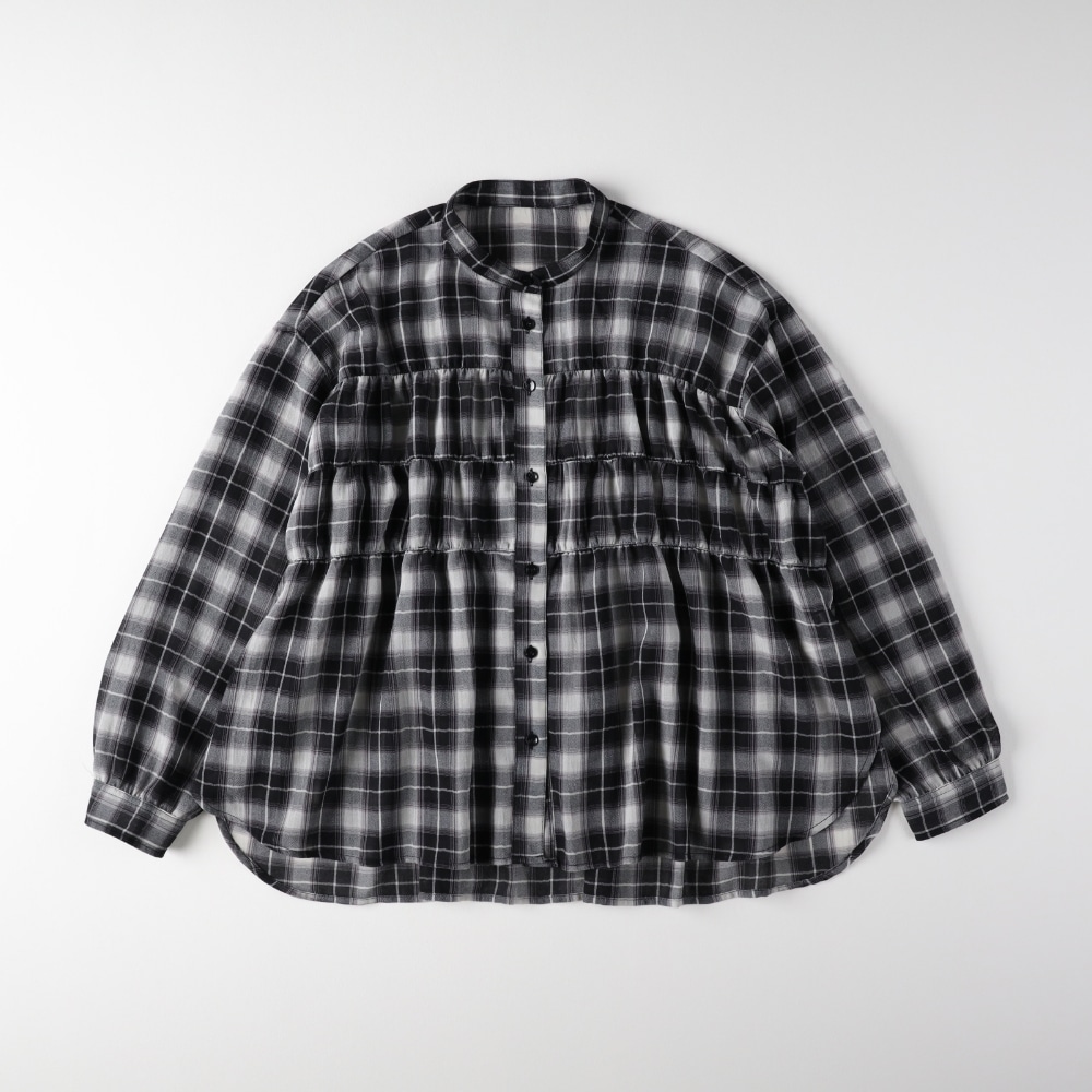 シアーチェックブラウス