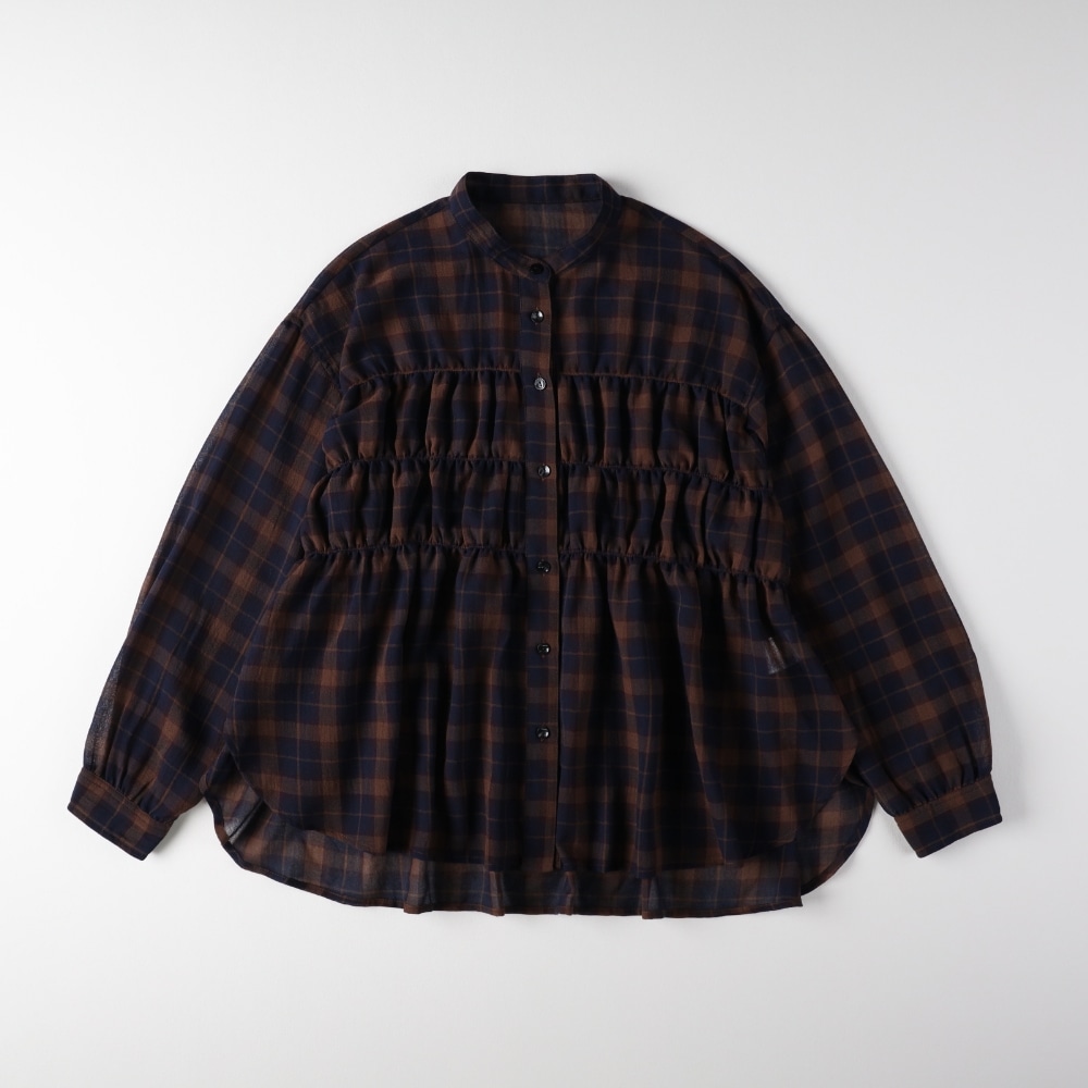 シアーチェックブラウス