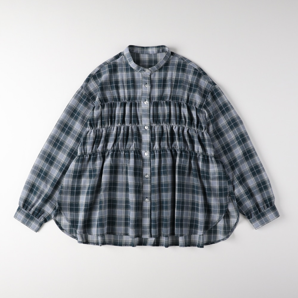 シアーチェックブラウス