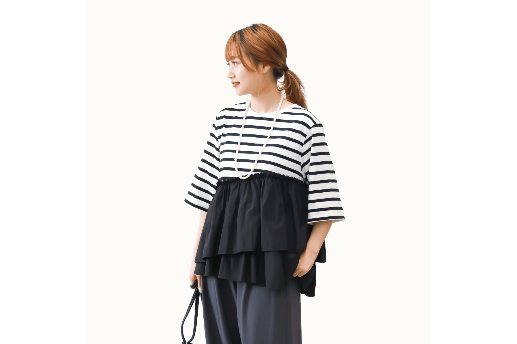 接触冷感裾切り替えデザインＴ