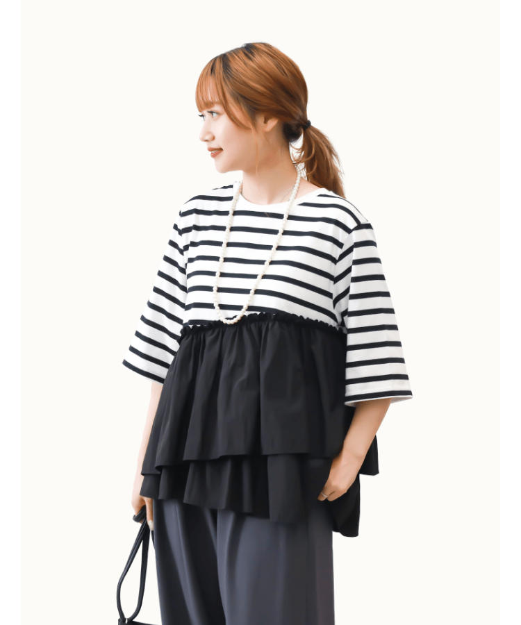 接触冷感裾切り替えデザインＴ