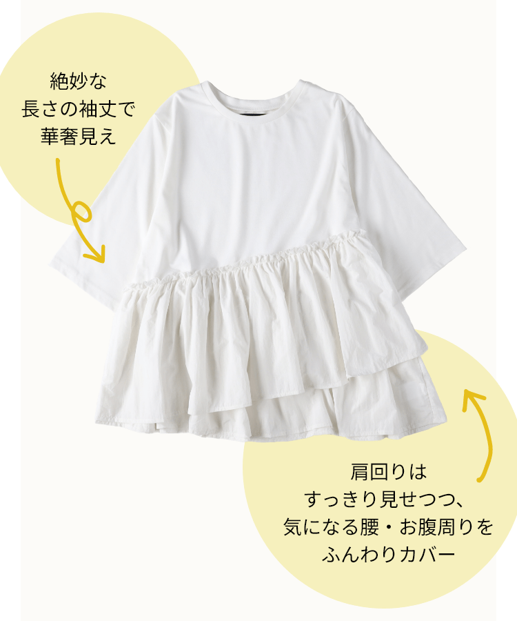 接触冷感裾切り替えデザインＴ