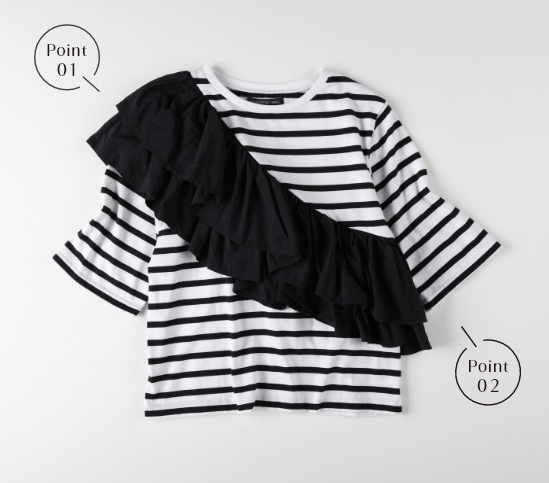 接触冷感アシメフリルＴシャツ