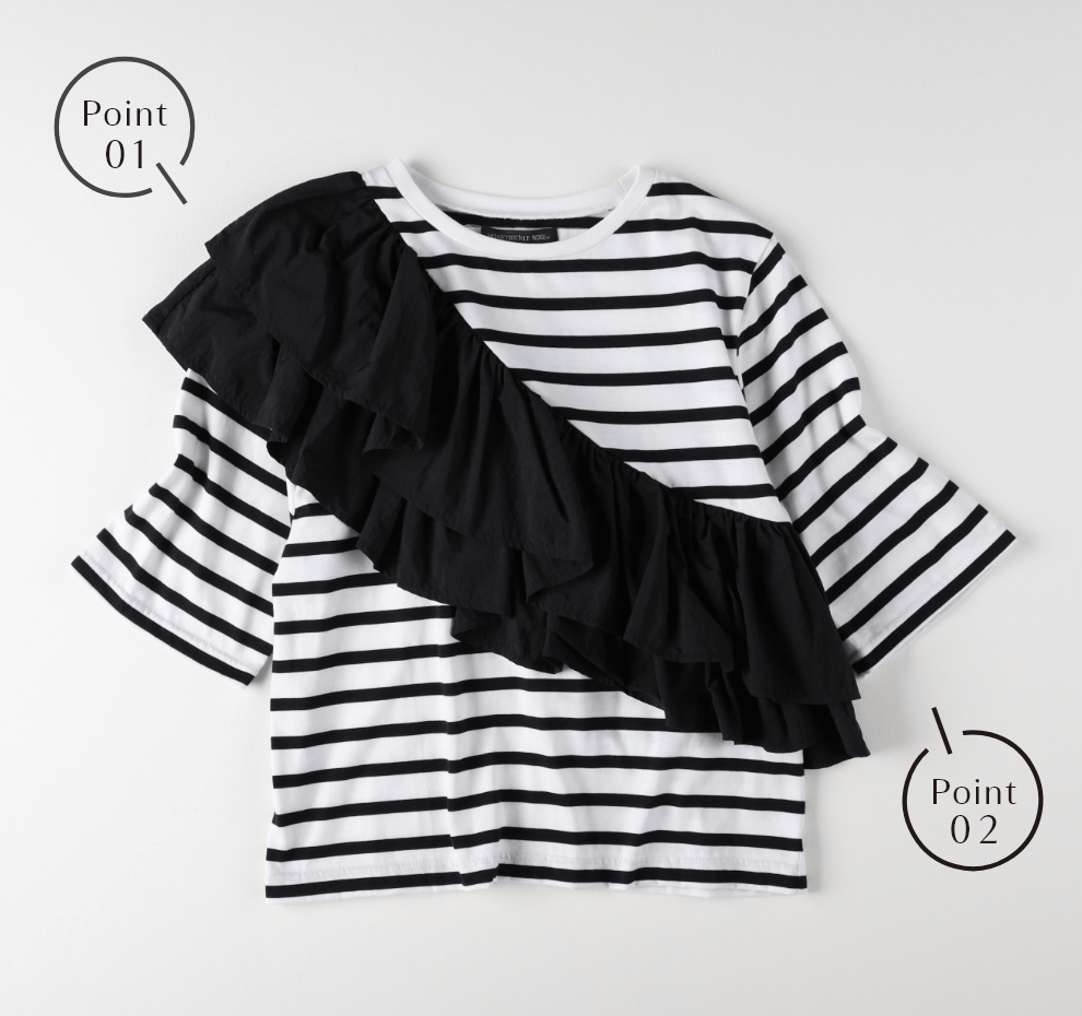 接触冷感アシメフリルＴシャツ