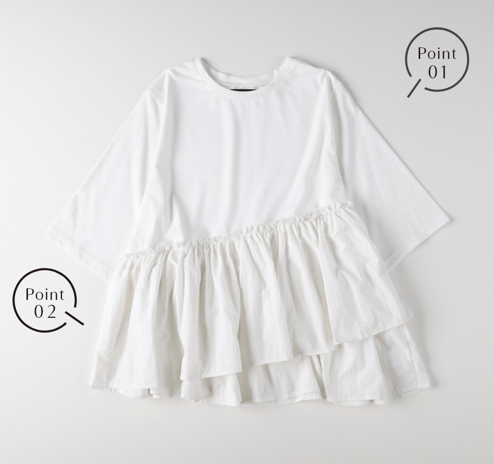 接触冷感裾切り替えデザインＴ