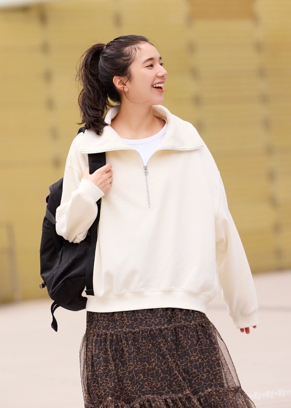 ハーフジップスウェット